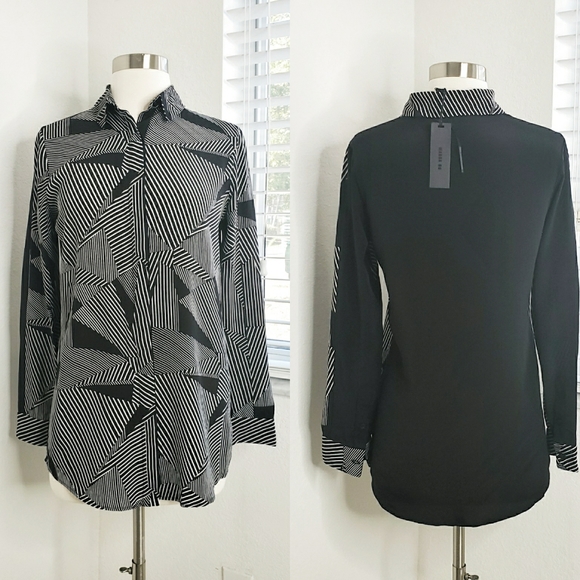 MARNA RO Talisa Geometric Silk Shirt S.